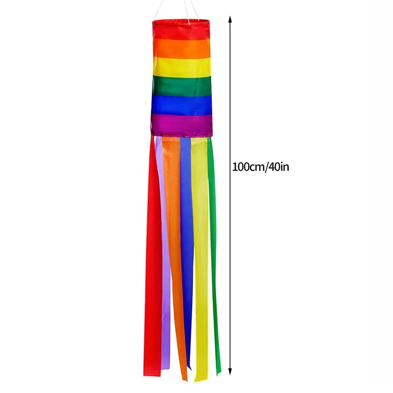 Custom Design Rainbow 24&quot; Windsock Silk Screen Printing Gay Pride Windsock