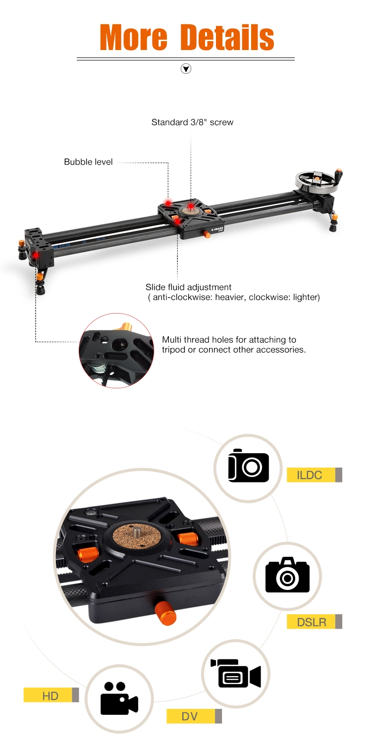 E-Image Es90 90cm/36inch Carbon Fiber Camera Slider with Flywheel
