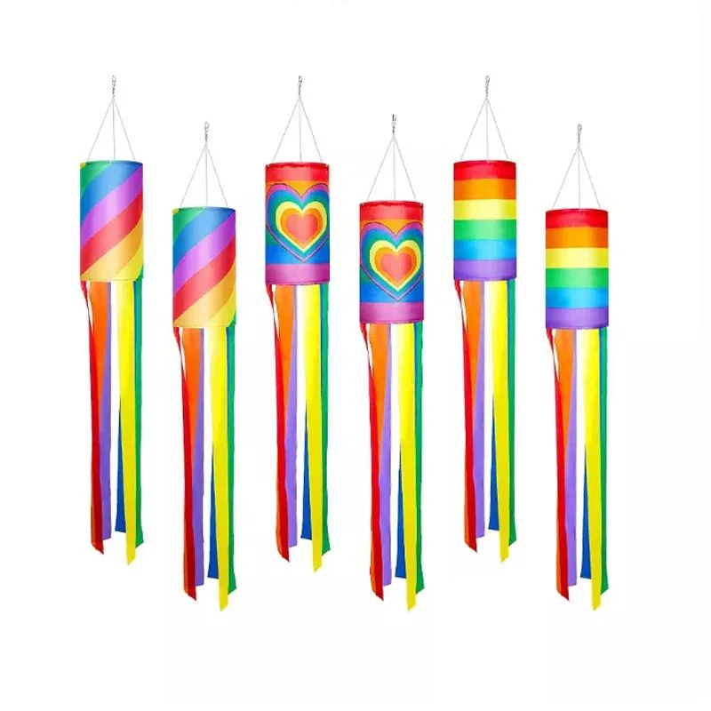 60 Inch Rainbow Column Windsock Flag Gay Pride Striped Outdoor Decor Lgbt Event Banner Decoration