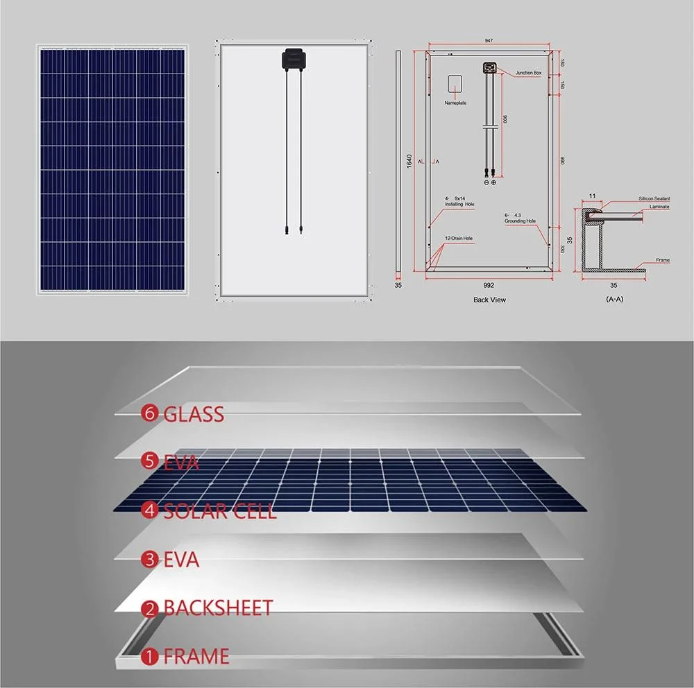 Nuuko High Efficiency 270W 275W 280W 285W for off Grid Battery Solar System with Soalr Battery 25 Years Warranty