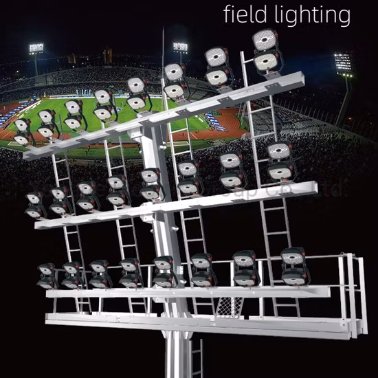 15m/18m/20m/25m/30m/35m/40m Smart Galvanized Stainless Steel/Metal/Aluminum Stadium Octagonal/Polygonal High Mast Light Pole with Camera&Factory Price